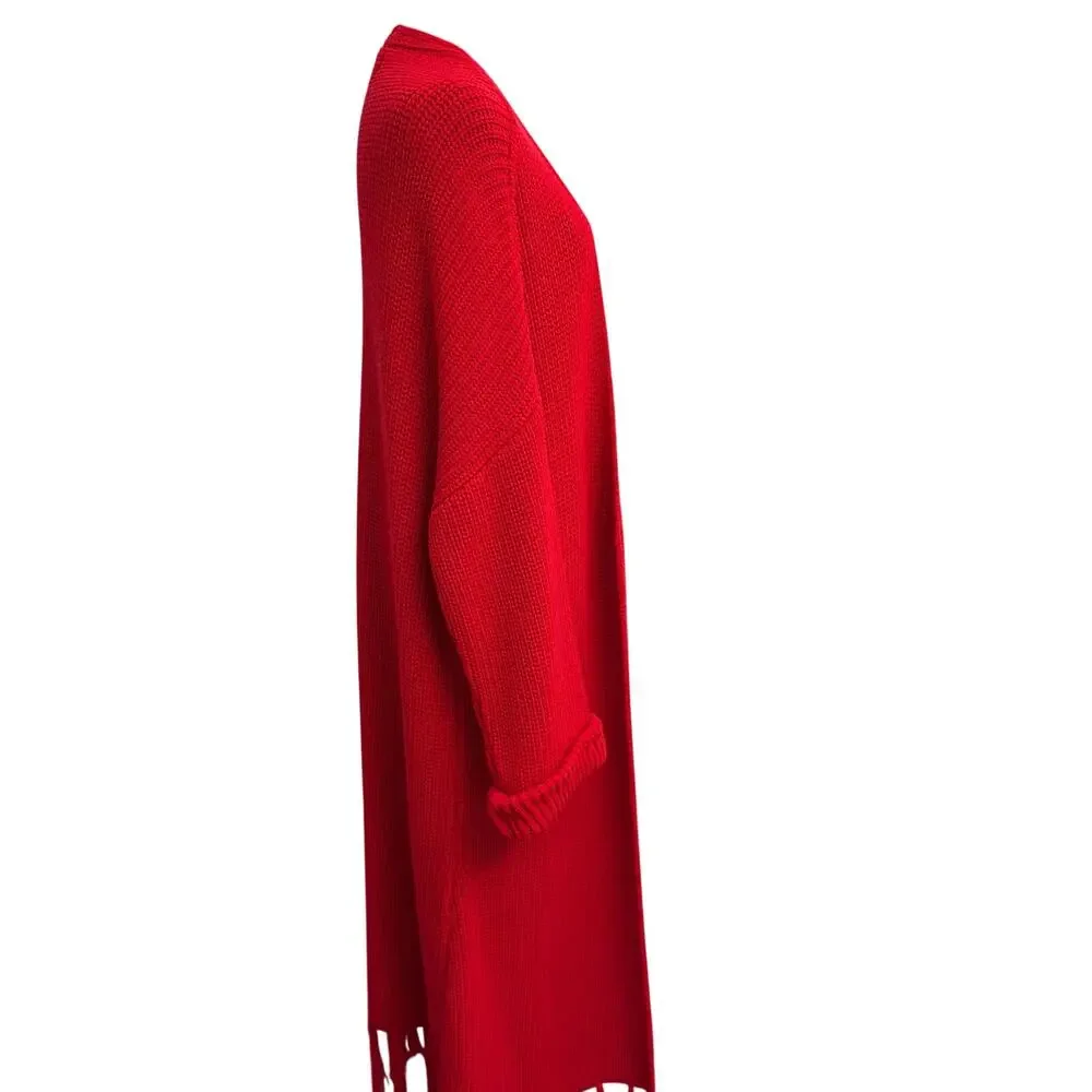 K.Jordan Red Acrylic Knit Cardigan Luxury, Comfort, Soft, Lounge, Business